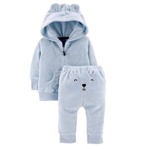 Carter’s blue terry cloth knit teddy bear jacket and pants set